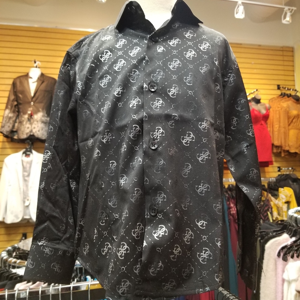 Pavini Printed G's Button Down Kids Shirt